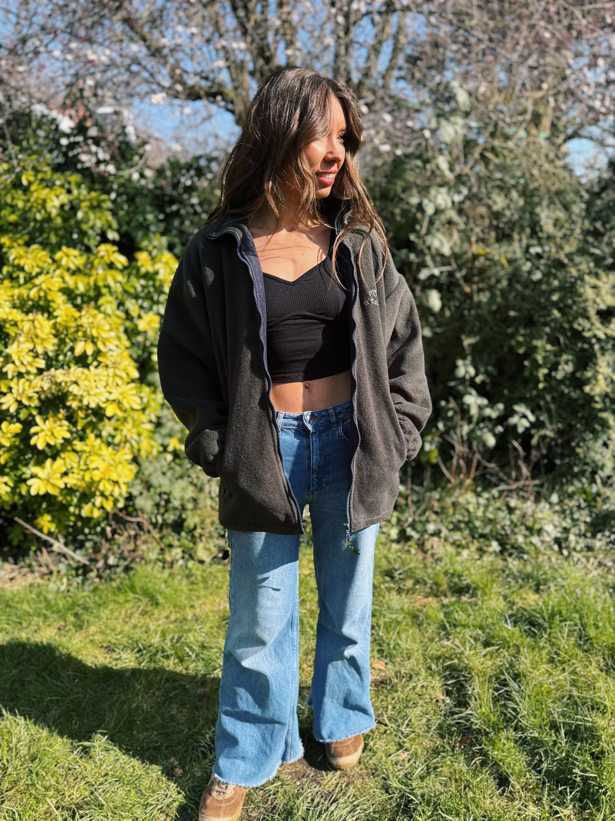 Vintage Full Zip Fleece Jacket Green