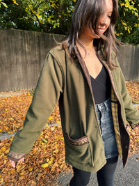 Vintage Olive Green Country Fleece Jacket