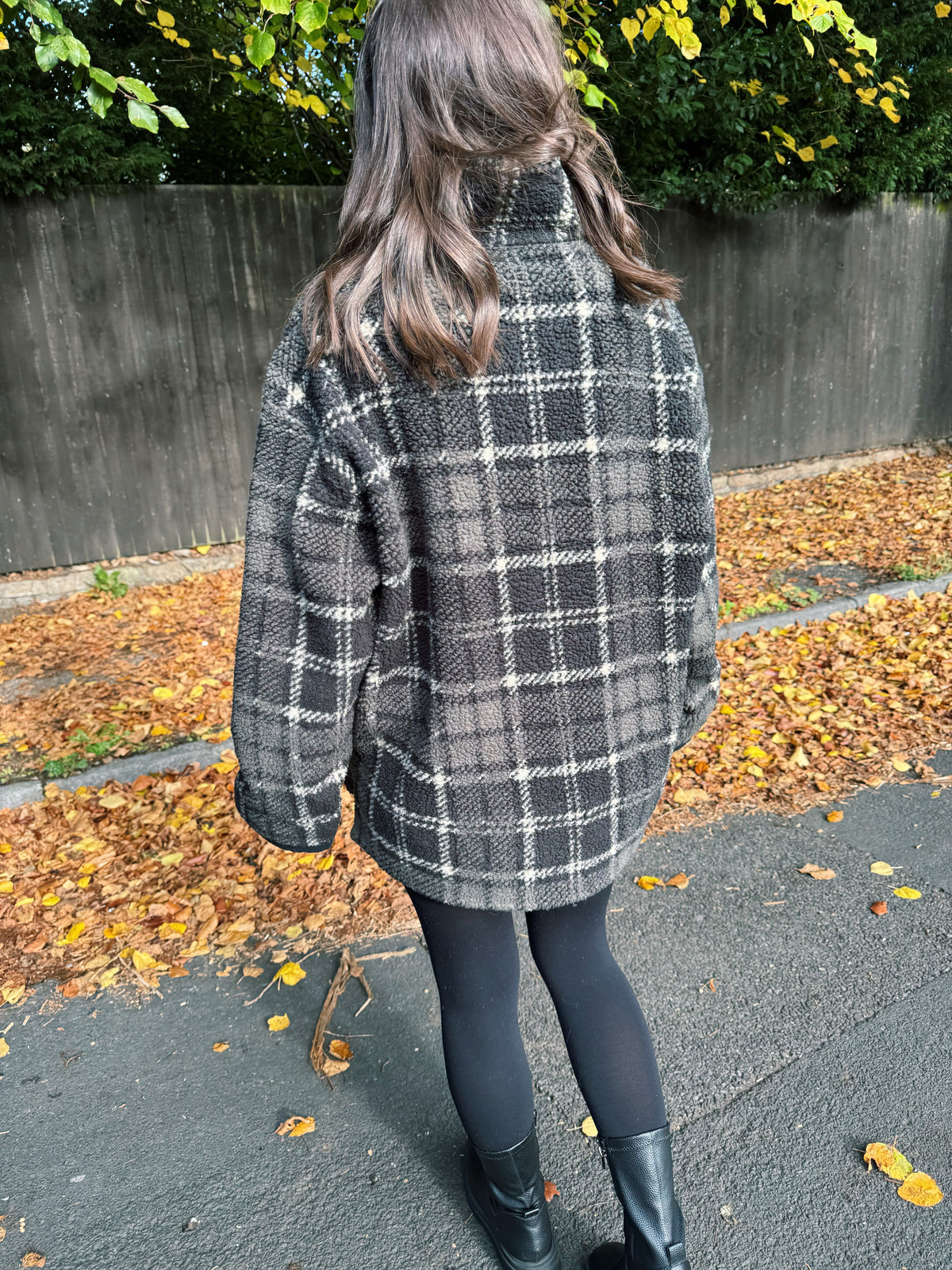 Jack & Jones Check Patterned 1/4 Zip Teddy Fleece Pullover