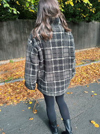 Jack & Jones Check Patterned 1/4 Zip Teddy Fleece Pullover