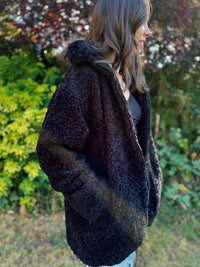 Vintage Black Sherpa Teddy Fleece Jacket