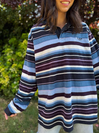 Cotton Traders Vintage Striped 1/4 Button Fleece