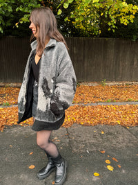 Vintage Eagle Patterned Teddy Fleece Jacket