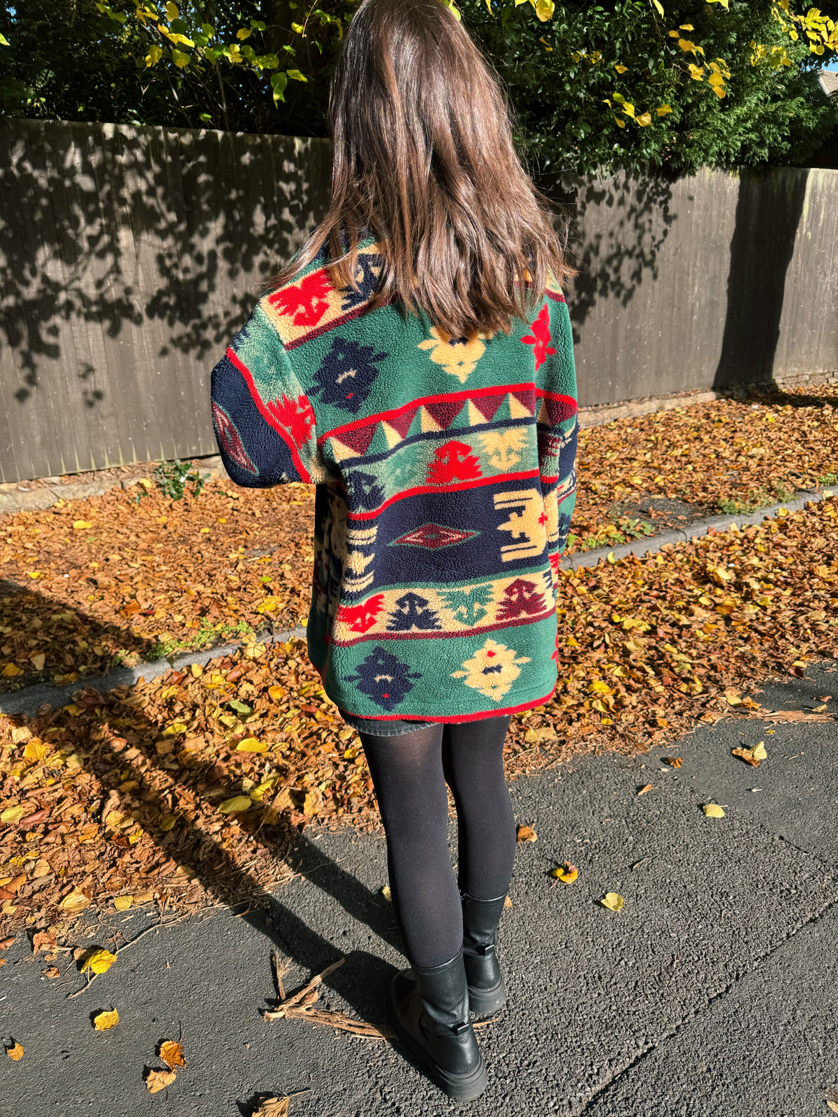 Vintage Aztec Pattern Full Zip Teddy Fleece Jacket