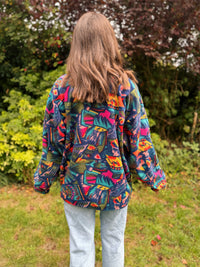Vintage Multi Colour Pattern Full Zip Fleece Jacket