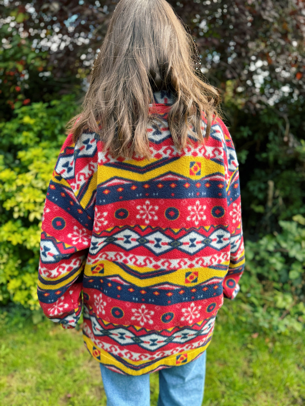 Vintage Aztec Pattern 1/4 Zip Fleece Jacket