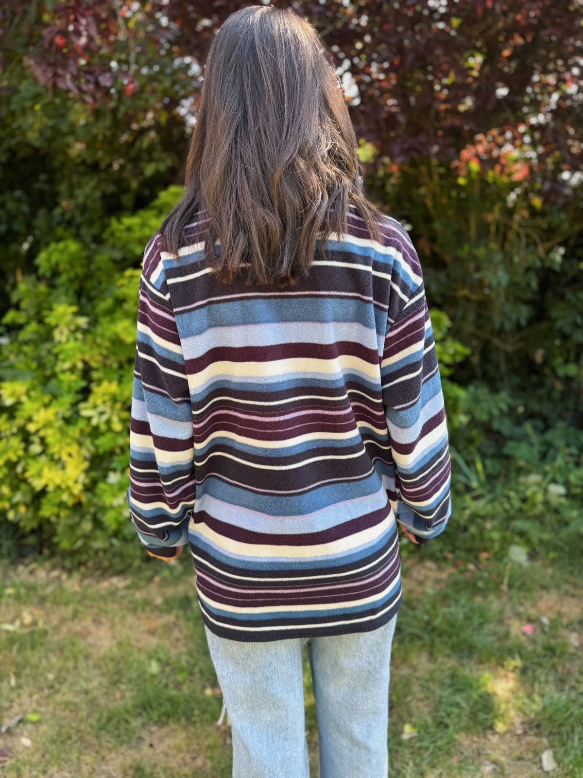 Cotton Traders Vintage Striped 1/4 Button Fleece