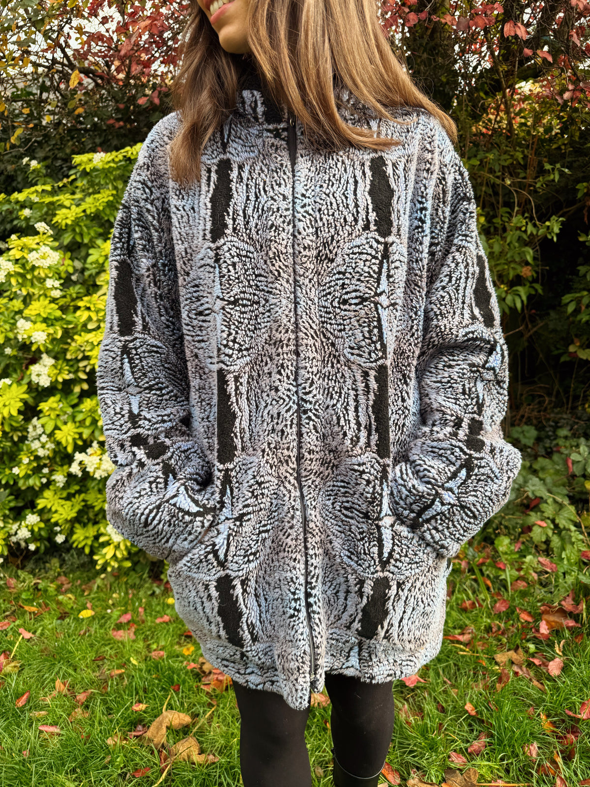 Vintage Abstract Pattern Teddy Fleece Jacket