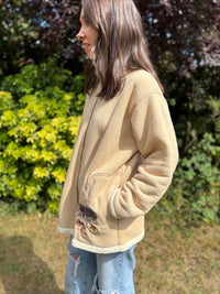 Vintage Embroidered Hedgehog Sherpa Fleece Jacket