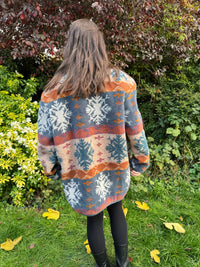 Vintage Snowflake Pattern Teddy Fleece Jacket