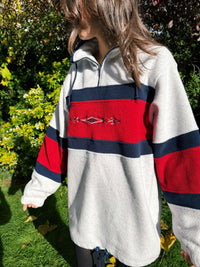 Vintage 90s 1/4 Zip Embroidered Fleece Pullover