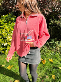 Brugi Vintage Ski Scene Embroidered 1/4 Zip Fleece