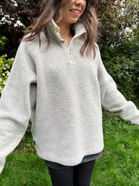 Vintage Cream Teddy 1/4 Button Polartec Fleece Pullover