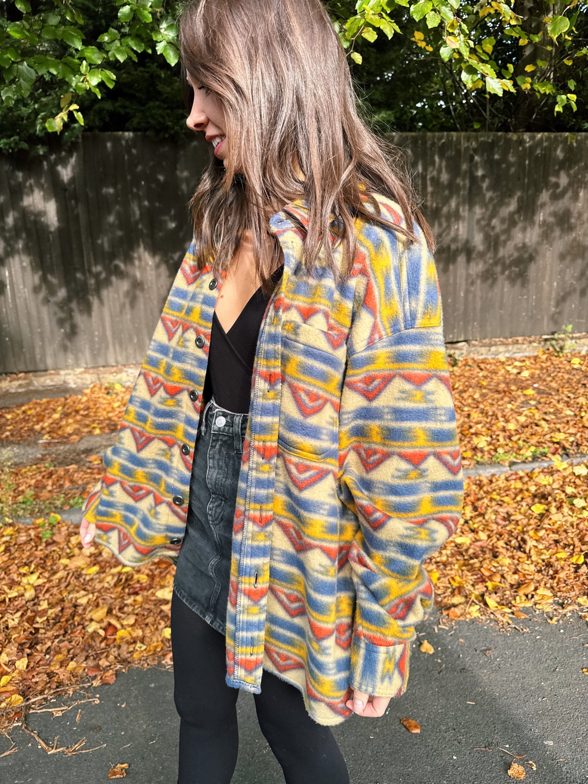 Vintage Patterned Fleece Shirt