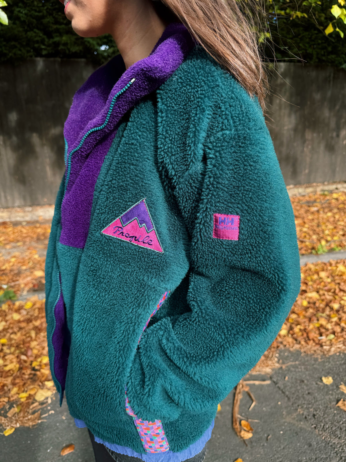 Vintage Helly Hansen Profile Sherpa Fleece Jacket Teal & Purple