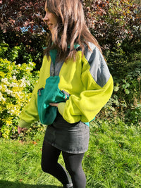 Vintage Colour Block 1/4 Zip Fleece