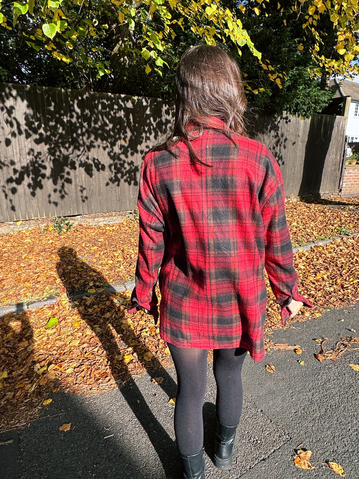 Vintage Red & Black Check Flannel Fleece Zip Up Shirt