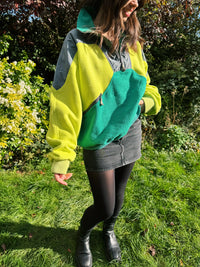Vintage Colour Block 1/4 Zip Fleece