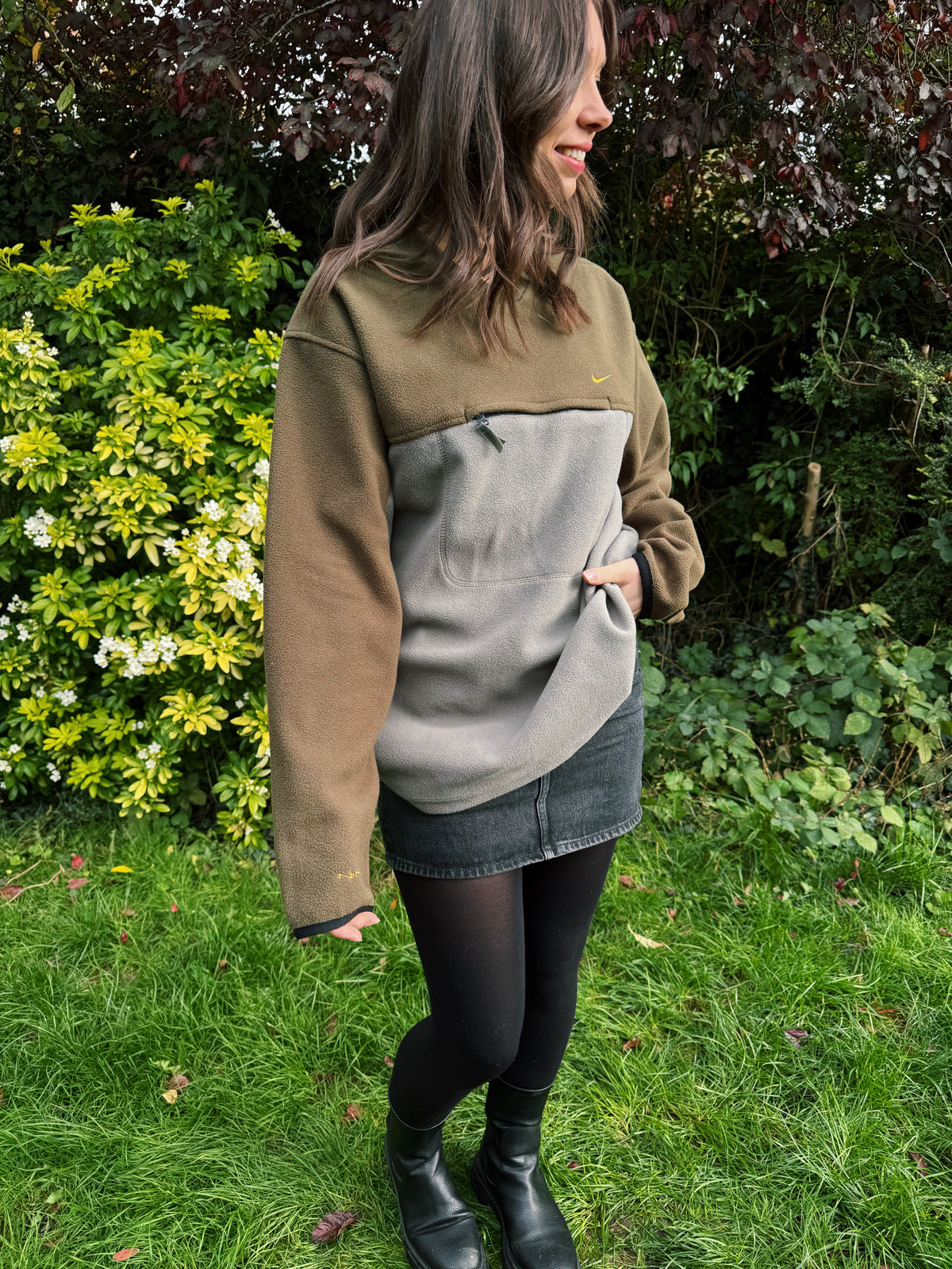 Vintage Nike Fleece Sweatshirt in Two-Tone Brown & Grey