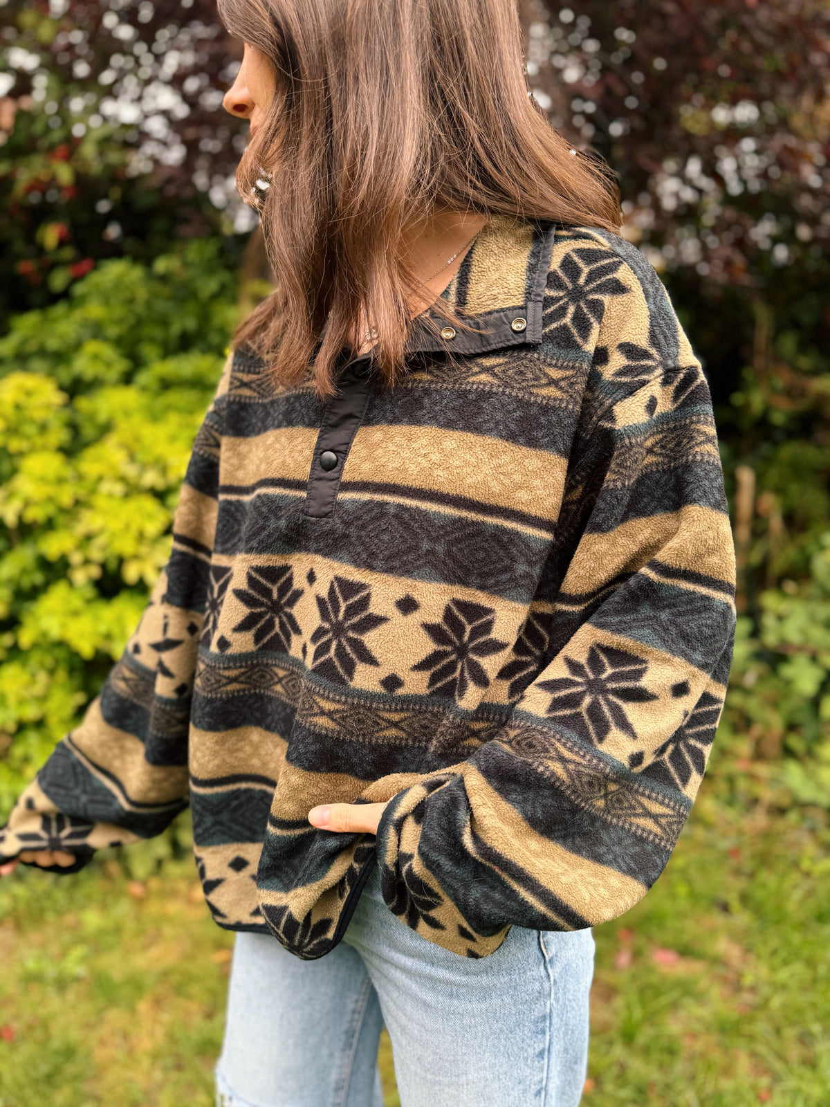 Woolrich Vintage Pattern 1/4 Button Polartec Fleece Jacket