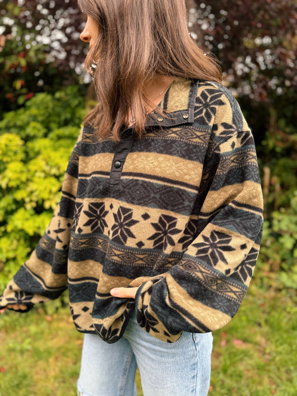 Woolrich Vintage Pattern 1/4 Button Polartec Fleece Jacket