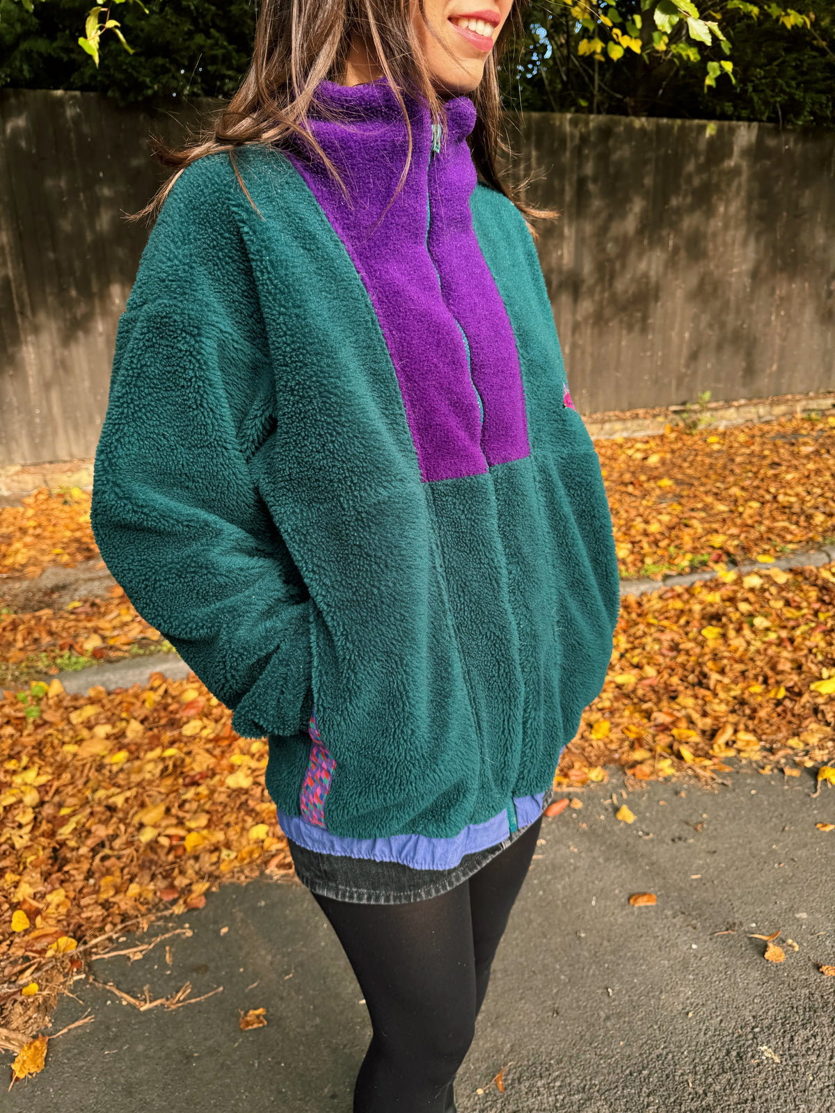 Vintage Helly Hansen Profile Sherpa Fleece Jacket Teal & Purple