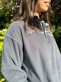 Vintage Y2K Quiksilver Script Graphic Grey 1/4 Zip Fleece