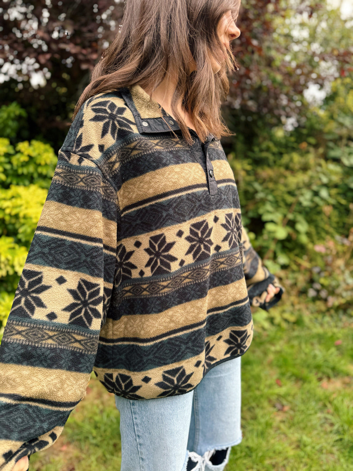 Woolrich Vintage Pattern 1/4 Button Polartec Fleece Jacket