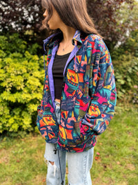 Vintage Multi Colour Pattern Full Zip Fleece Jacket