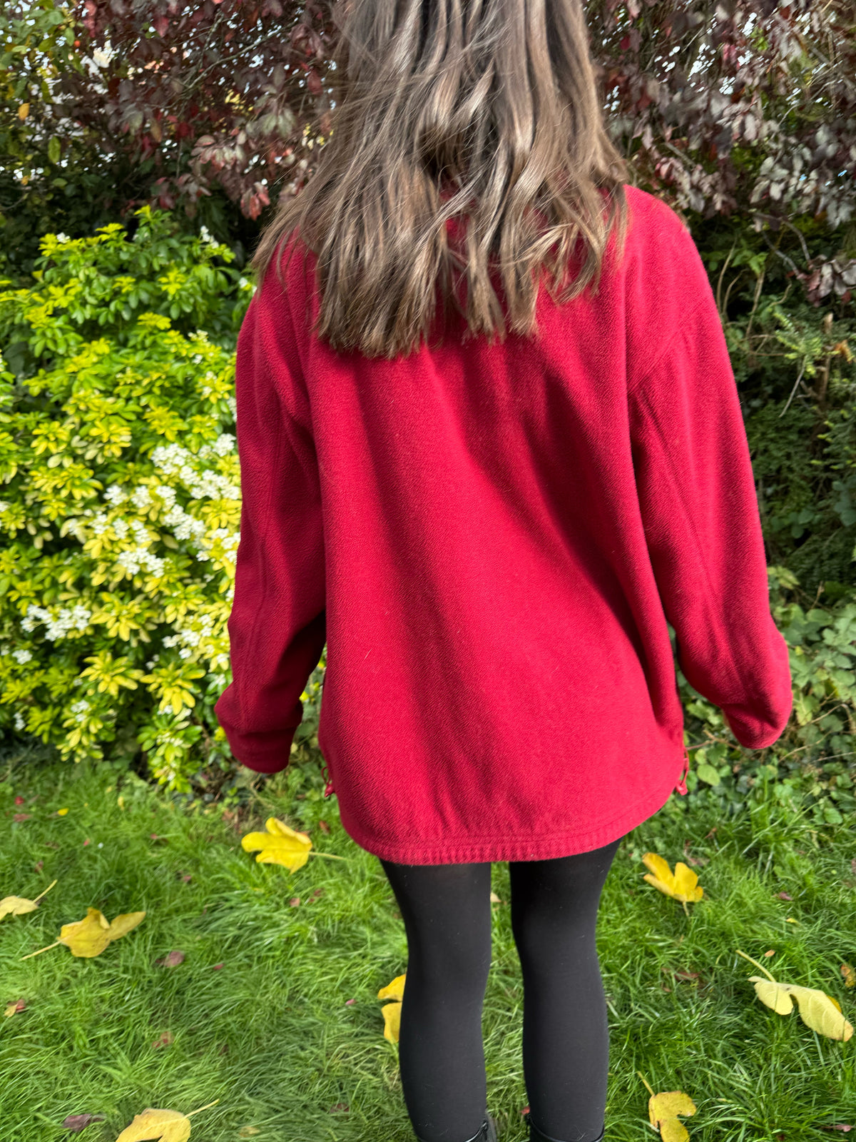 Vintage Deep Red Zip-Up Fleece Jacket
