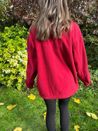Vintage Deep Red Zip-Up Fleece Jacket