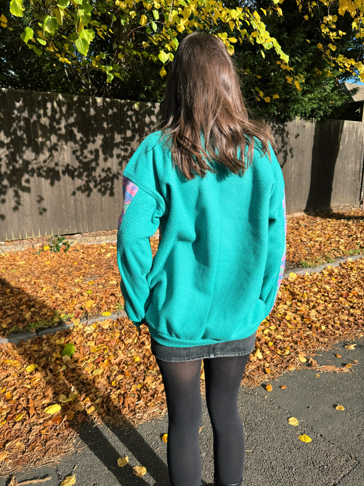 Vintage 90s Turquoise Patterned 1/4 Zip Fleece