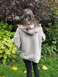 Vintage Grey Zip-Up Fleece Jacket With Detachable Hood