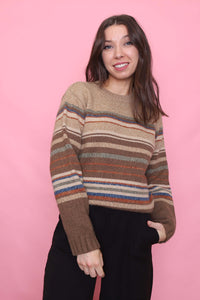 Vintage Earth Tone Stripe Knit Jumper