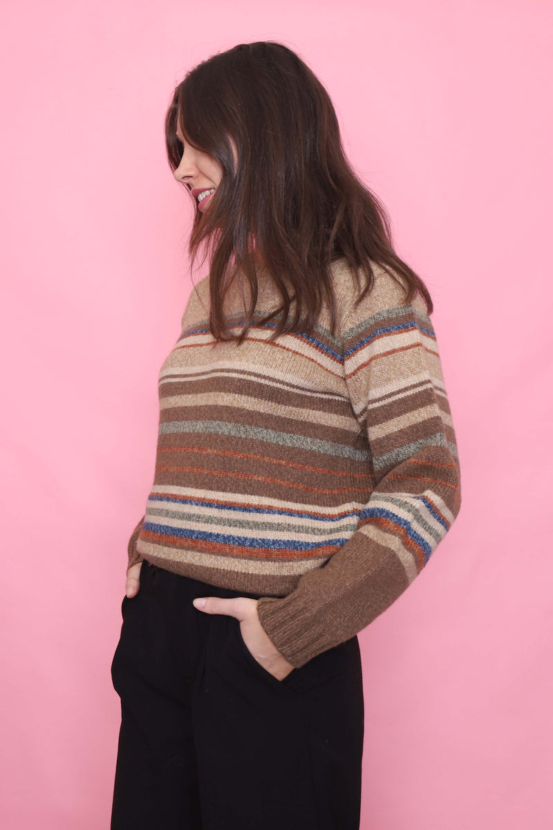 Vintage Earth Tone Stripe Knit Jumper