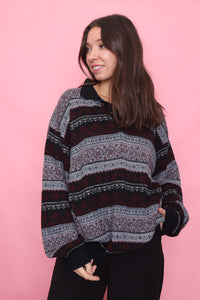 Vintage Pattern 1/4 Button Knit Jumper