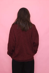 Vintage Burgundy & Grey Geometric Knit Jumper