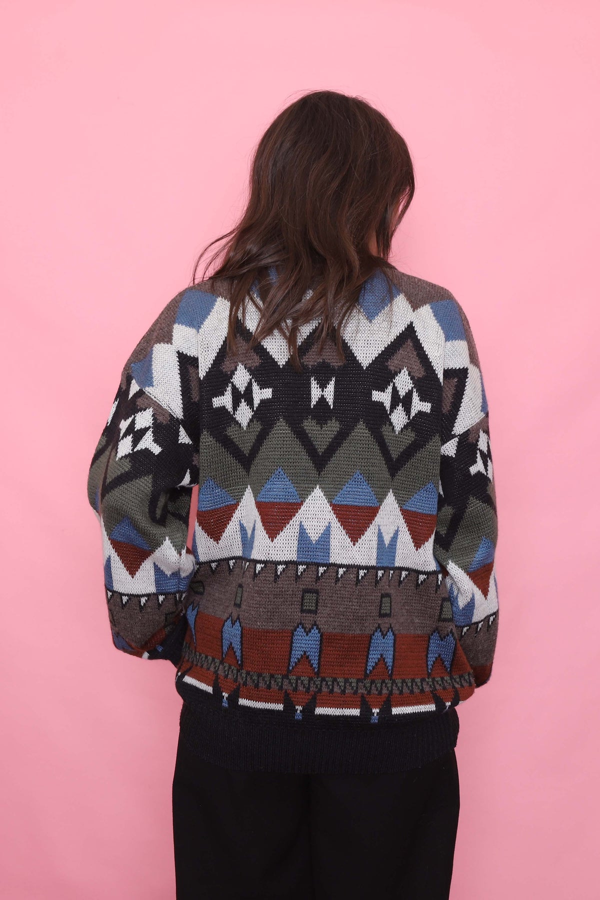 Vintage Graphic Pattern Knit Jumper