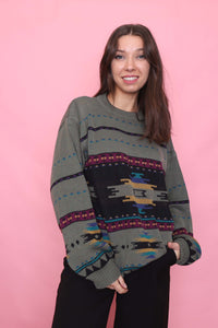 Vintage Aztec Style Pattern Knit Jumper
