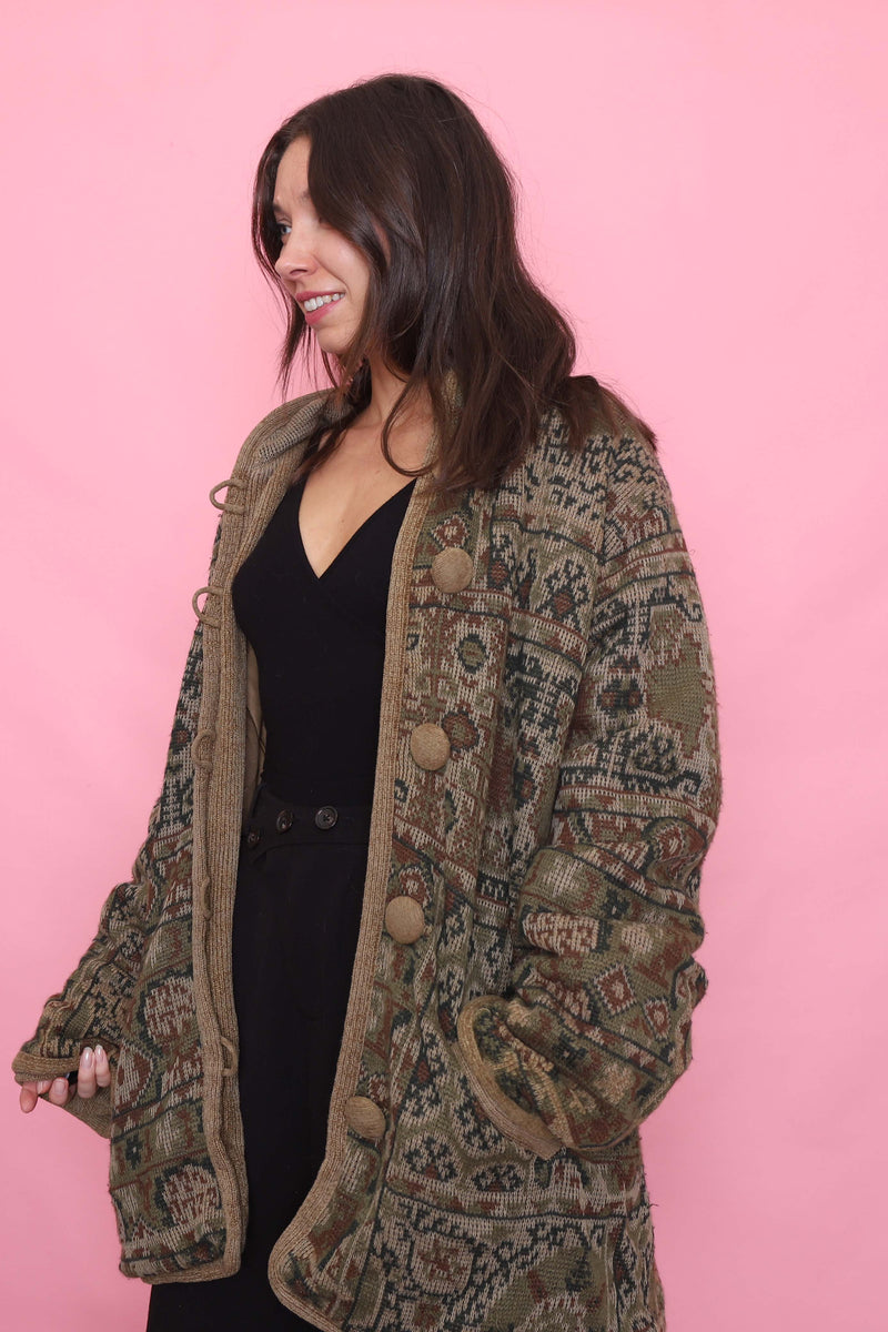Vintage Tapestry Knit Cardigan Jacket