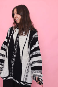 Carlo Colucci Vintage Abstract Monochrome Patterned Knit Jumper