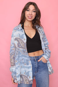 Vintage Patterned Long Sleeve Shirt
