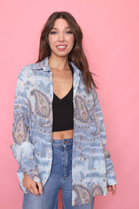 Vintage Patterned Long Sleeve Shirt