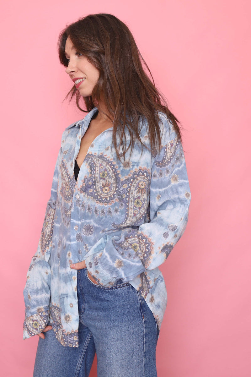 Vintage Patterned Long Sleeve Shirt