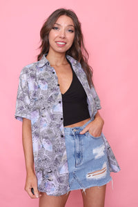 Vintage Patterned Short Sleeve Shirt
