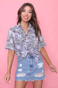 Vintage Patterned Short Sleeve Shirt