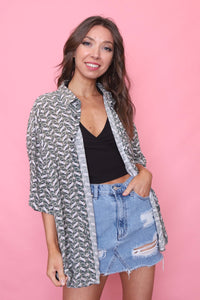 Vintage Patterned Short Sleeve Shirt