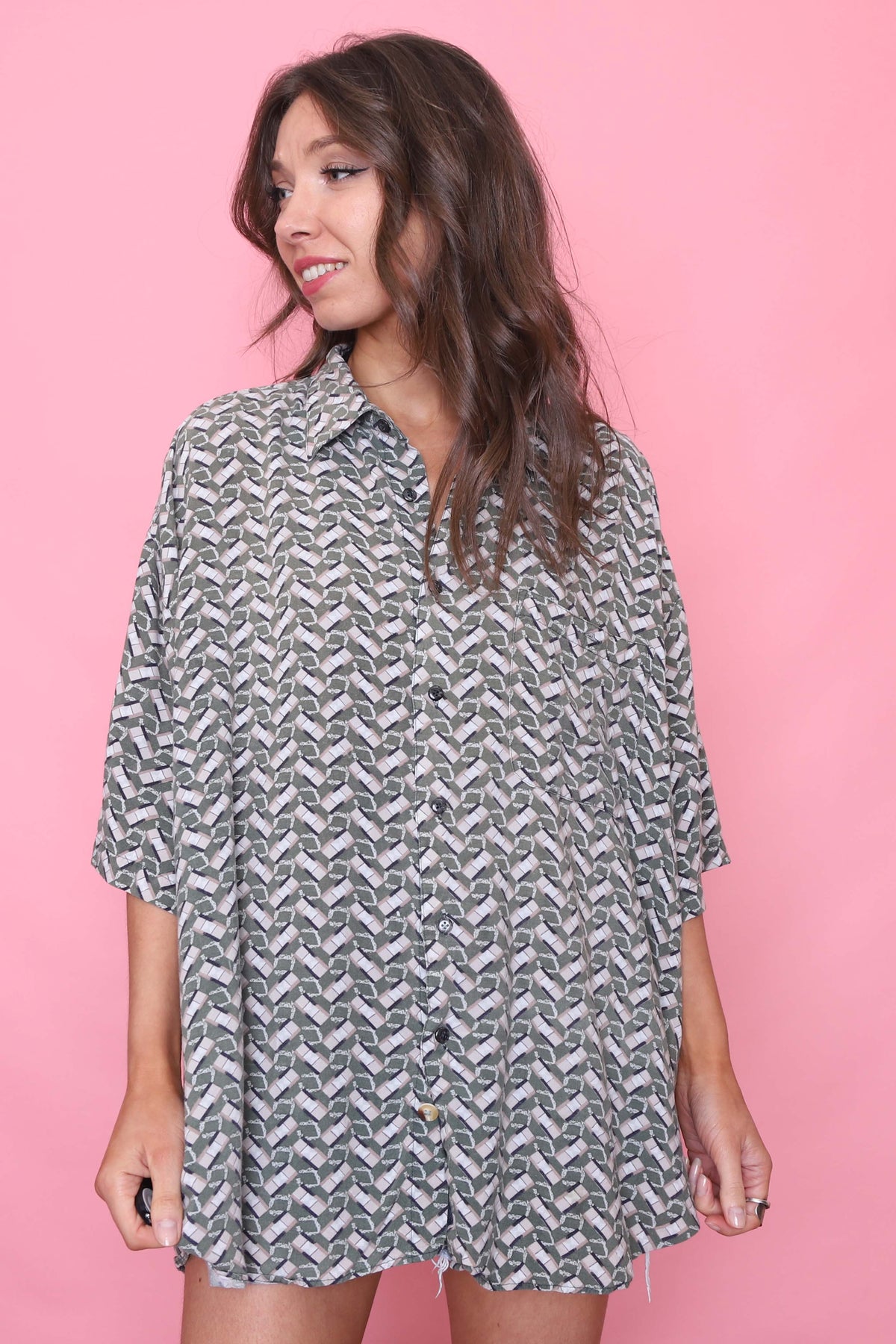 Vintage Patterned Short Sleeve Shirt
