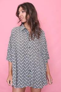 Vintage Patterned Short Sleeve Shirt