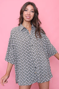 Vintage Patterned Short Sleeve Shirt